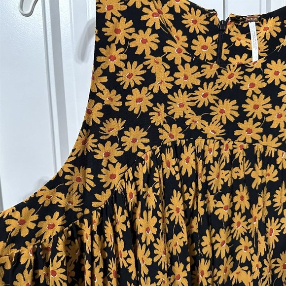 Free People Black and Orange Floral Midi Dress - Picture 3 of 11